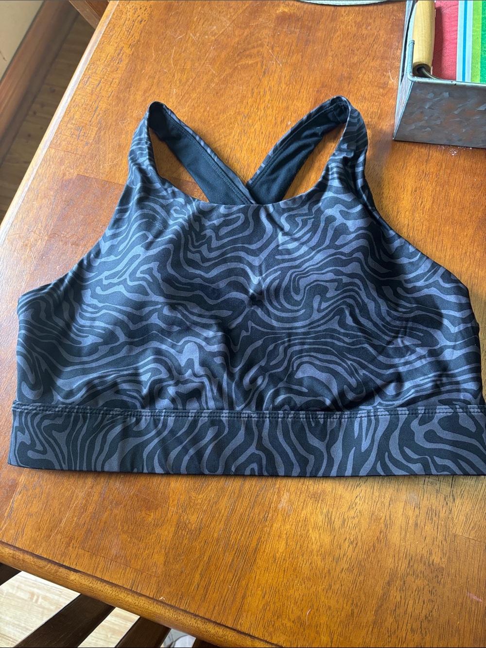 Fabletics Black Zebra-Print High Neck Sports Bra